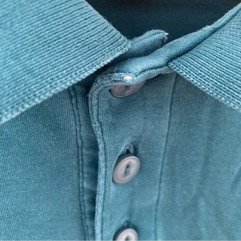 LL Bean‎ 100% Pima Cotton Blue Green Polo, Size L-Reg